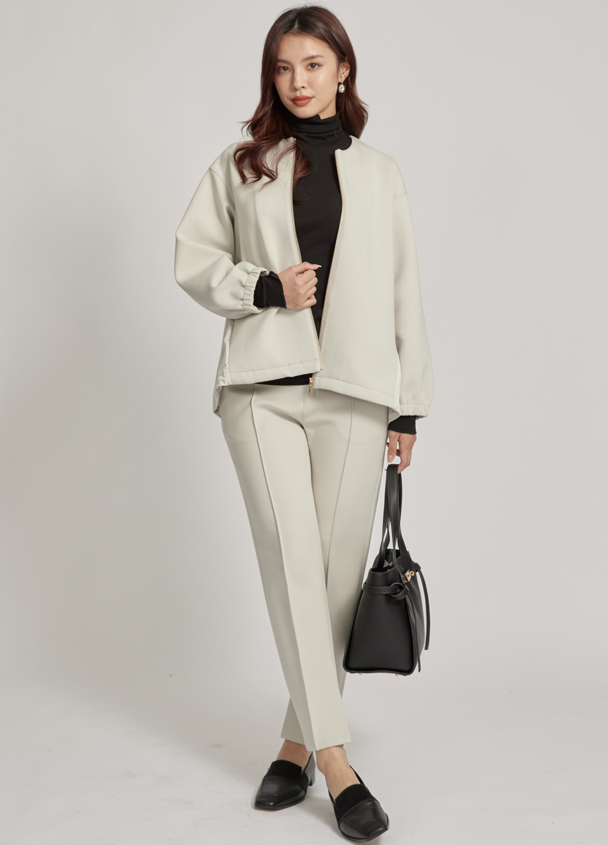 太空棉休閒內開衩窄管褲 